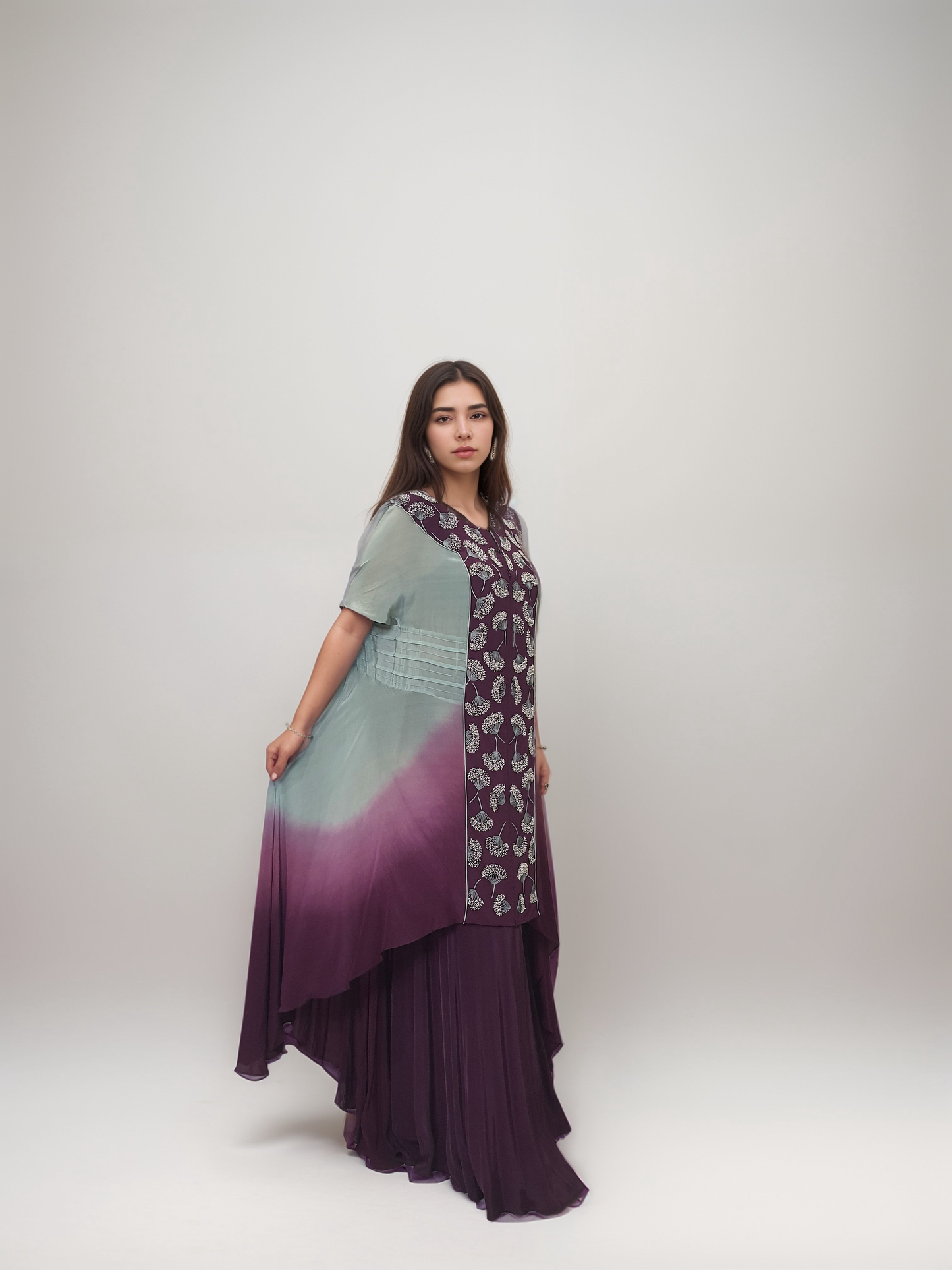 Ombre Cape and Sharara set