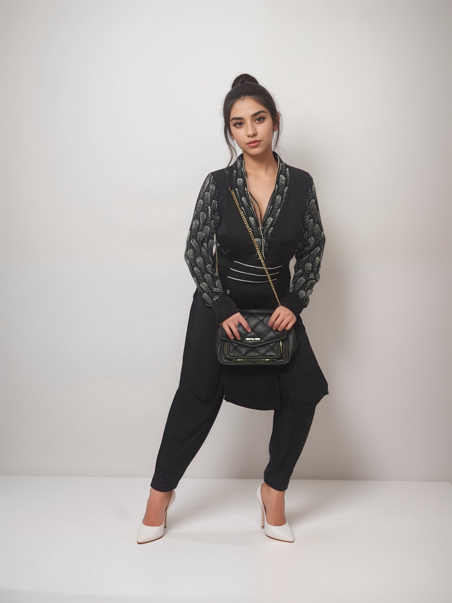 Black co-ord set with dhoti pants