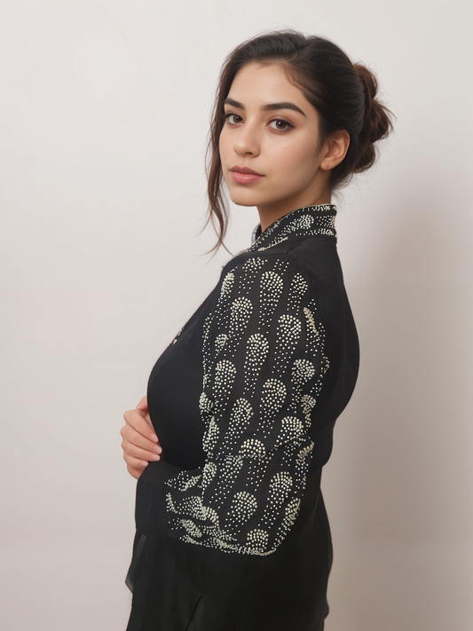 Black co-ord set with dhoti pants