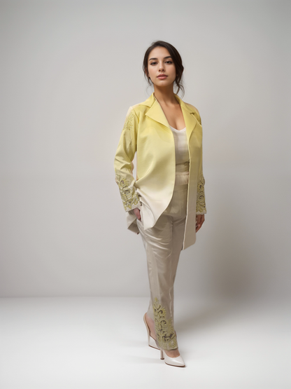 Yellow Ombre hand embellished Blazer set