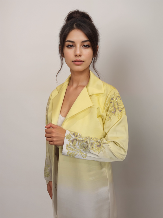 Yellow Ombre hand embellished Blazer set